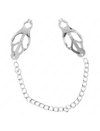 kink - japanese clover nipple clamps with chain silver 30 cm