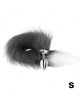 Kink - plug anal talla s 7 x 3 cm con cola sintÉtica 40 cm plateado y blanco