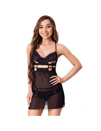livco corsetti fashion - maia 20247 babydoll + tanga negro s/m