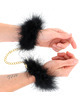 kink - esposas de plumas negro con cadena dorada modelo 2