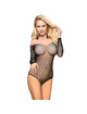 subblime - 952297 glossy fishnet bodystocking with off shoulders long sleeve black one size