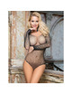 subblime - 952297 glossy fishnet bodystocking with off shoulders long sleeve black one size