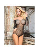 subblime - 952297 glossy fishnet bodystocking with off shoulders long sleeve black one size