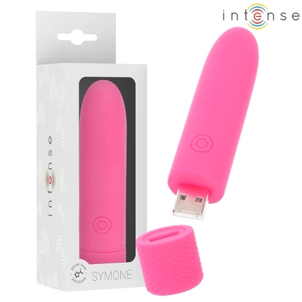 intense - symone bala vibradora recargable por usb 8 vibraciones rosa 10 x 2.2 cm