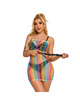 Mini Vestido Subblime Fishnet Rainbow Off Shoulder