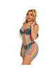 subblime - 952365 rainbow bare shoulder fishnet bodystocking one size