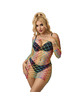 Mini Vestido Subblime Fishnet Rainbow Manga Longa