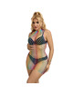 Mini Vestido Subblime Fishnet Rainbow Gola Alta