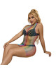 Mini Vestido Subblime Fishnet Rainbow Gola Alta