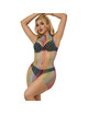 Mini Vestido Subblime Fishnet Rainbow Gola Alta