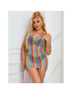 subblime - 952457 rainbow off shoulder sleeveless fishnet bodystocking one size
