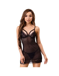 livco corsetti fashion - tiana lc 20208 camisa + tanga negro s/m