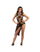 Subblime - 952129 bodystocking de rejilla con diseÑo de vestido y detalles florales negro talla Única