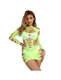 subblime - 952280 bodystocking de rejilla elstico manga larga verde talla Única