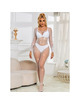 Subblime - 952396 fishnet bodystocking with diamonds long sleeve white one size