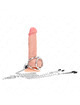 kink - anillo pene triple metal cromado 3 cm a 4.5 cm con cadena metal 26 cm y pinzas para pezones