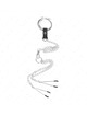 kink - anillo pene triple metal cromado 3 cm a 4.5 cm con cadena metal 26 cm y pinzas para pezones