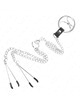 kink - anillo pene triple metal cromado 3 cm a 4.5 cm con cadena metal 26 cm y pinzas para pezones