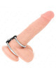 Kink - double metal penis ring 3.7 cm to 5 cm connected by leather strap model 2