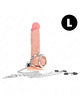 kink - anillo pene triple metal cromado 3.8 cm a 5 cm con cadena metal 26 cm y pinzas para pezones modelo 1