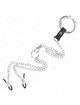 kink - anillo pene triple metal cromado 3.8 cm a 5 cm con cadena metal 26 cm y pinzas para pezones modelo 1