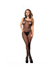 subblime - 952037 bodystocking de rejilla de un hombro con diamantes negro talla Única