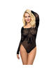 subblime - 952051 fishnet bodystocking with long sleeves and bare shoulders black one size