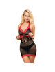 subblime - 952068 short fishnet dress with black and red stitching one size