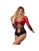 subblime - 952259 red and black gradient long sleeve elastic fishnet bodystocking one size