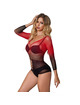subblime - 952259 red and black gradient long sleeve elastic fishnet bodystocking one size