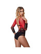 subblime - 952259 red and black gradient long sleeve elastic fishnet bodystocking one size