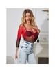 subblime - 952259 red and black gradient long sleeve elastic fishnet bodystocking one size
