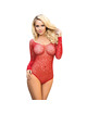 subblime - 952303 shiny grill bodystocking with off shoulders long sleeve red one size