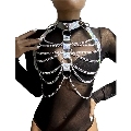 subblime - 953737 chest harness with rings and chains silver one size