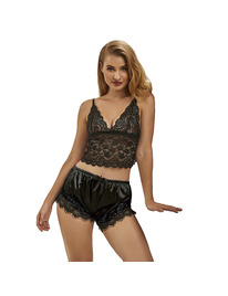 subblime - 953942 camisÓn informal de seda + pantalÓn encaje negro l/xl