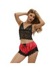 subblime - 953959 casual silk nightgown + lace pants black/red s/m