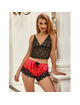 subblime - 953959 casual silk nightgown + lace pants black/red s/m