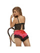 subblime - 953966 casual silk nightgown + lace pants black/red l/xl