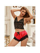subblime - 953966 casual silk nightgown + lace pants black/red l/xl
