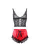 subblime - 953966 casual silk nightgown + lace pants black/red l/xl