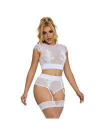 subblime - 954048 sutiÃ + calcinha com cinto-liga branco l/xl