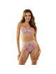 subblime - 954109 bra + panties with garter belt floral design blue s/m