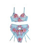 subblime - 954109 bra + panties with garter belt floral design blue s/m