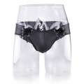 Cueca Homem Couro Sintético Laços Preto