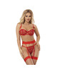 subblime - 954338 sutiÃ com estampa de coraÇÃo + tanga + cinto-liga vermelho l/xl