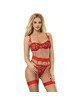 subblime - 954338 sujetador + tanga + ligueros estampado de corazones rojo l/xl
