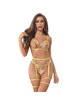 subblime - 954345 sujetador + tanga + ligueros diseÑo floral amarillo s/m