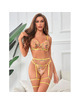 subblime - 954345 bra + thong + garter belt floral design yellow s/m