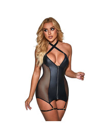 subblime - 954444 vestido sexy de malha couro preto s/m