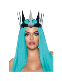 leg avenue - synthetic leather maleficent crown with studs black